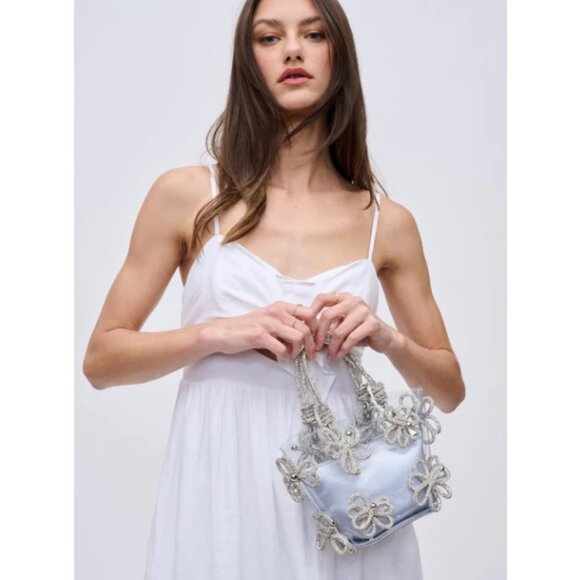 Urban Expressions Mariposa Clear Rhinestone Flower Evening Bag NWT - Picture 4 of 9